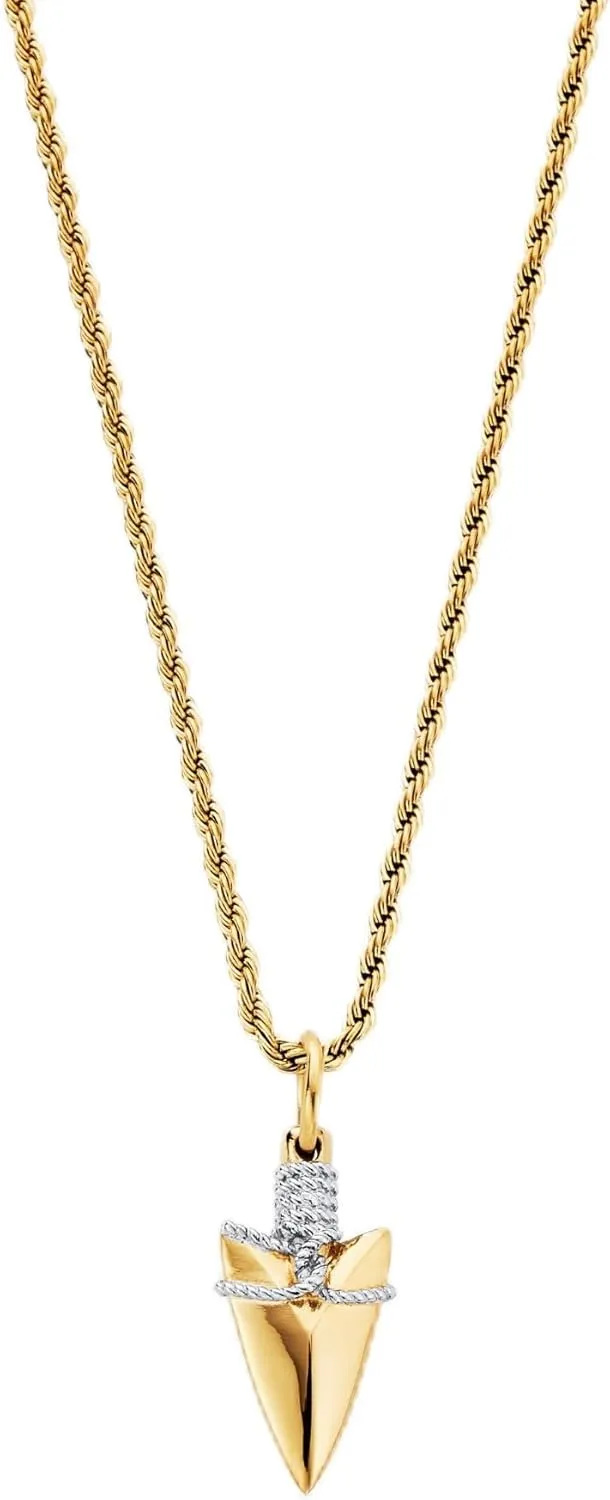 | Arrow Pendant Necklace | 20.5" Chain Link with 20MM x 20MM Pendant | Waterproof, Heat & Sweat Resistant | Gifts for Men | Men's Jewelry |