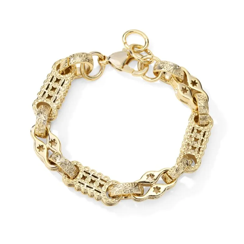 11mm Gold Filled Bonded Stars and Bars Bracelet 8.5/9 Inches