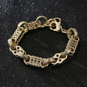 11mm Gold Filled Bonded Stars and Bars Bracelet 8.5/9 Inches