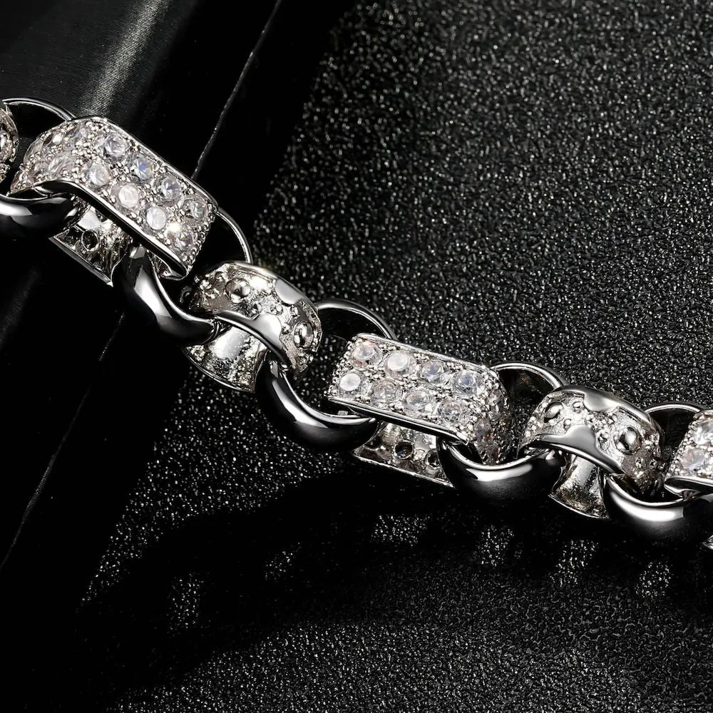 13mm Silver Filled Gypsy Belcher Bracelet Albert Clasp 8.5/9 Inch