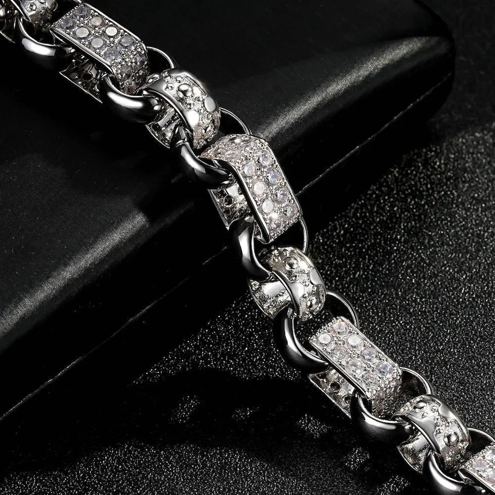 13mm Silver Filled Gypsy Belcher Bracelet Albert Clasp 8.5/9 Inch