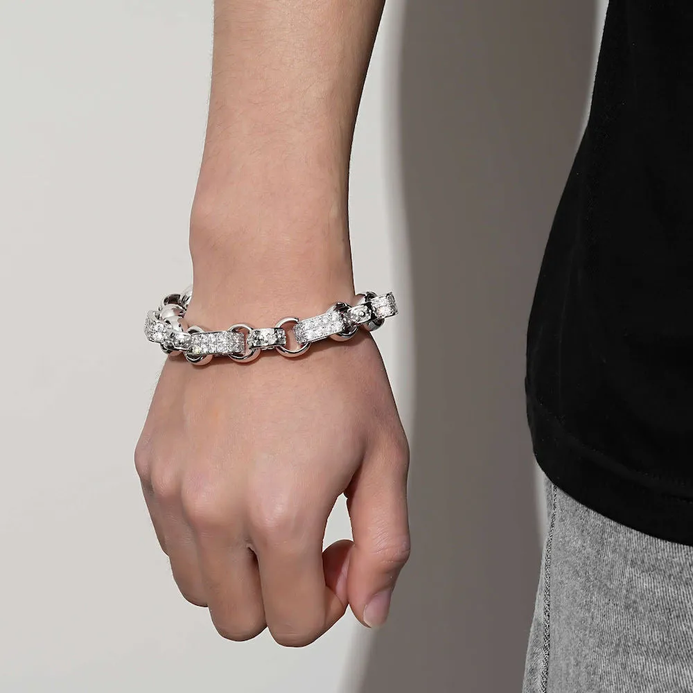 13mm Silver Filled Gypsy Belcher Bracelet Albert Clasp 8.5/9 Inch