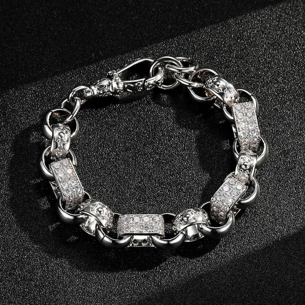13mm Silver Filled Gypsy Belcher Bracelet Albert Clasp 8.5/9 Inch