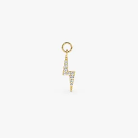 14k Diamond Lightning Hoop Charm