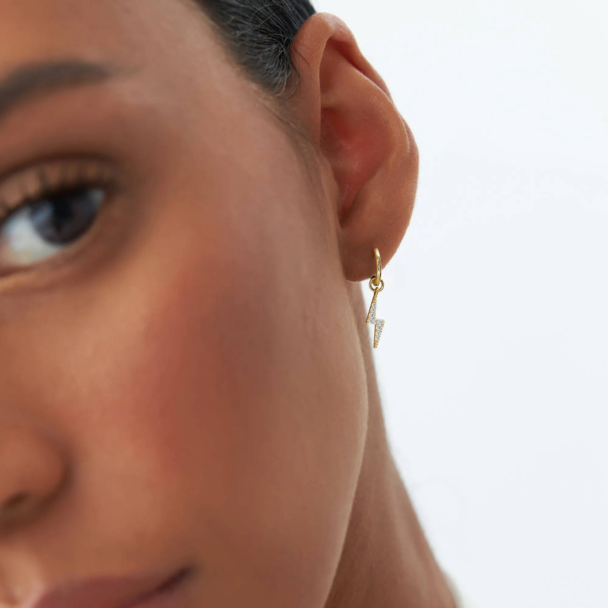 14k Diamond Lightning Hoop Charm