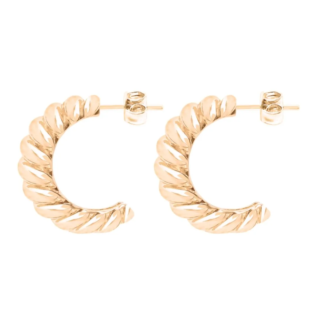14k Gold Croissant Hoops