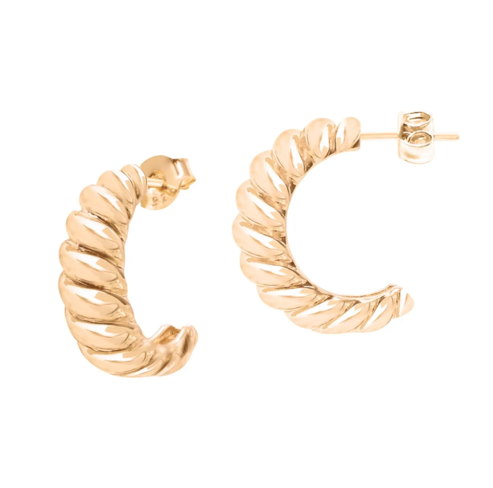 14k Gold Croissant Hoops