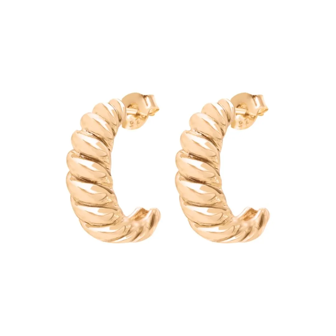 14k Gold Croissant Hoops