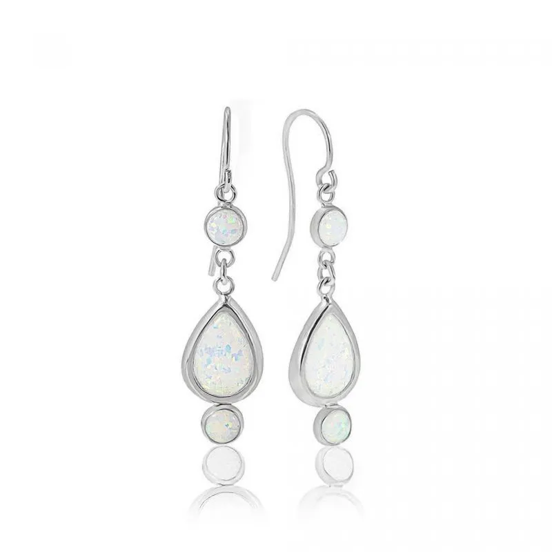 14K White Gold Teardrop Dangle Earrings