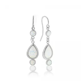 14K White Gold Teardrop Dangle Earrings