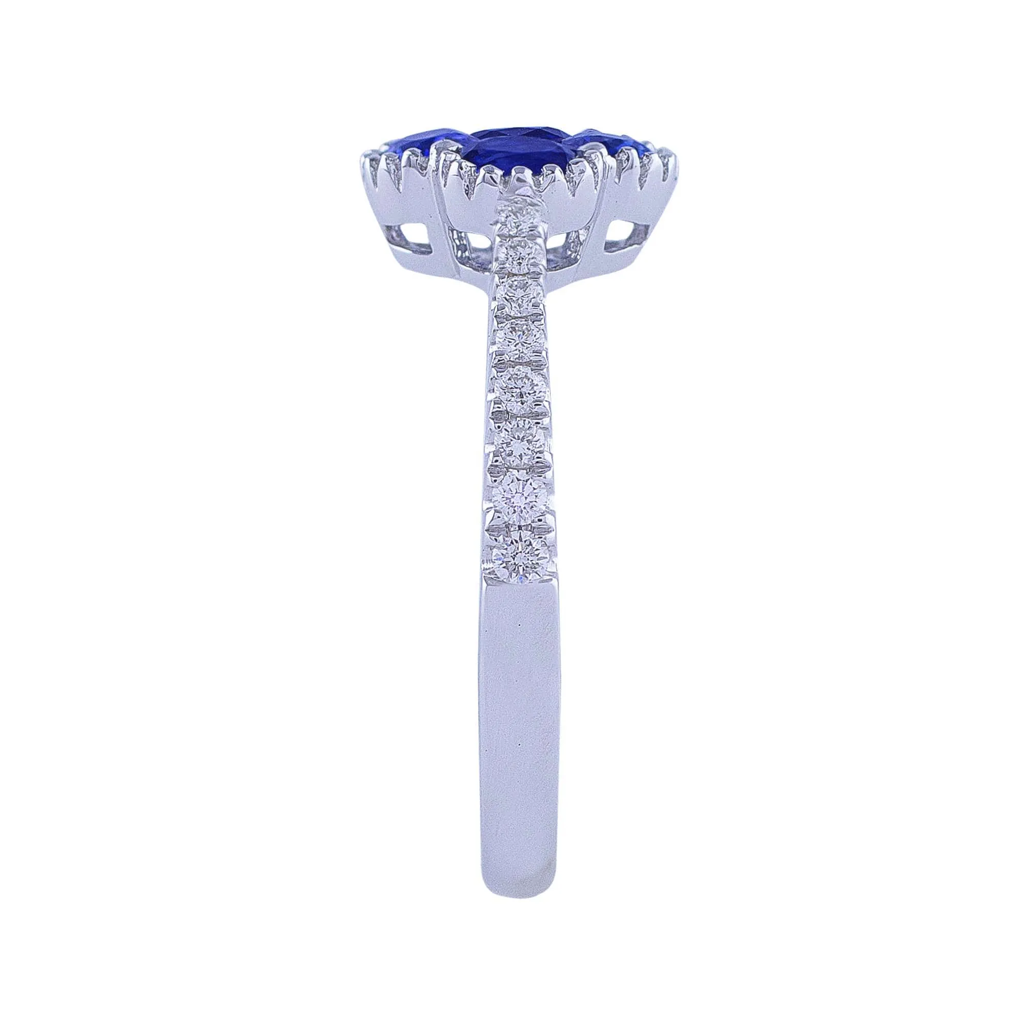 18k White Gold Quatrefoil Sapphire Diamond Ring