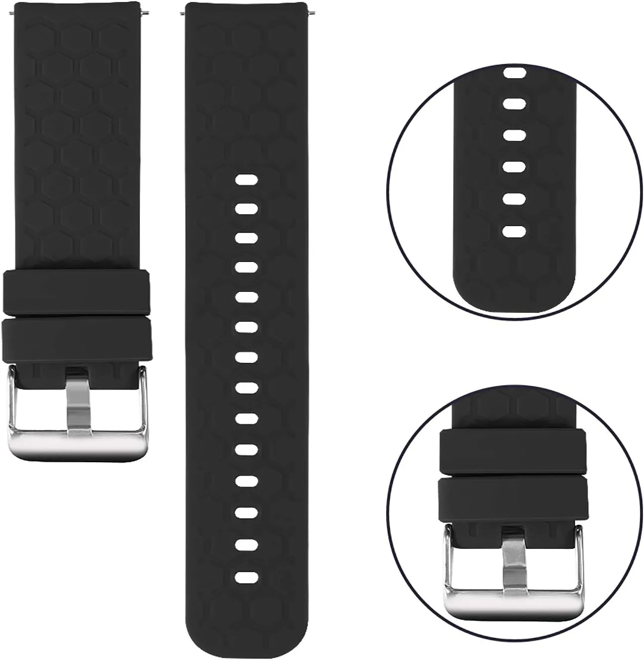 18mm 20mm 22mm Width Silicone Quick Release Wristband Replacement Sports Straps Bracelet Watch Band Women Men Strap with Quick Release Pins for Smartwatch