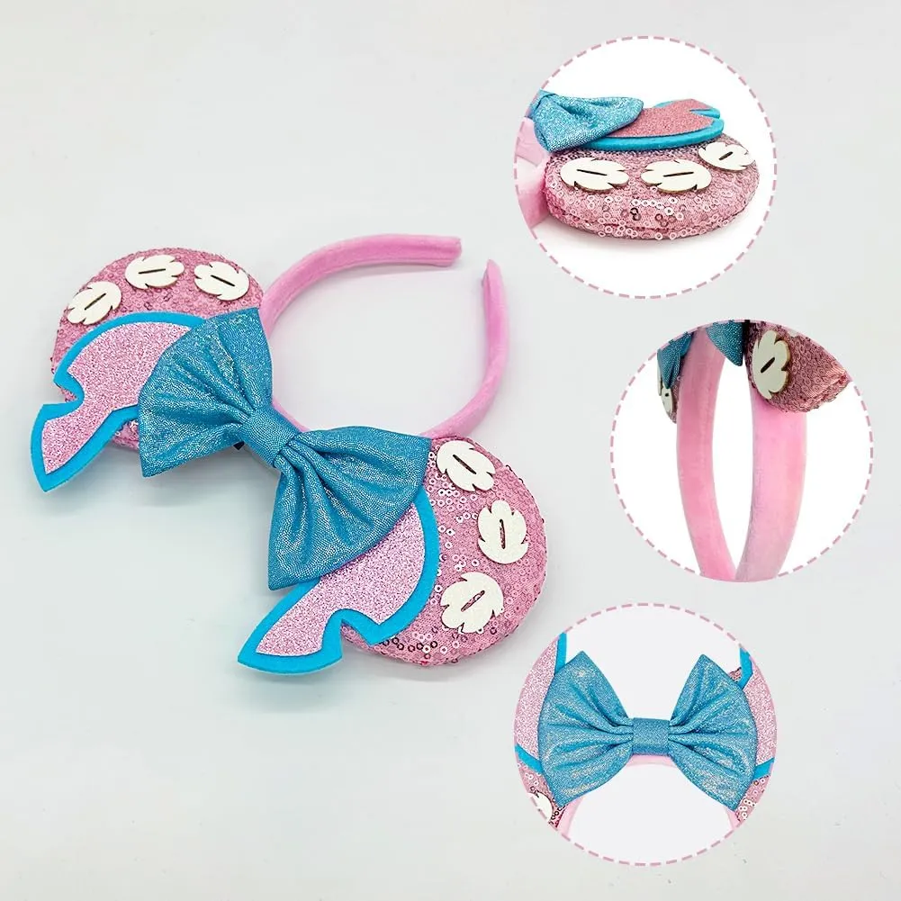 2 PCS Mouse Ears Headbands with LED Light Sequin Headbands Park Ears for Party Favors Cosplay Accessories