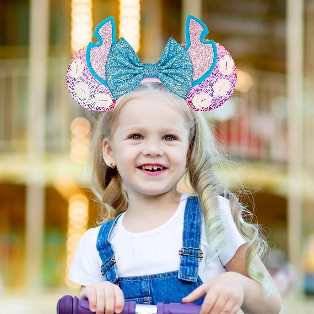 2 PCS Mouse Ears Headbands with LED Light Sequin Headbands Park Ears for Party Favors Cosplay Accessories