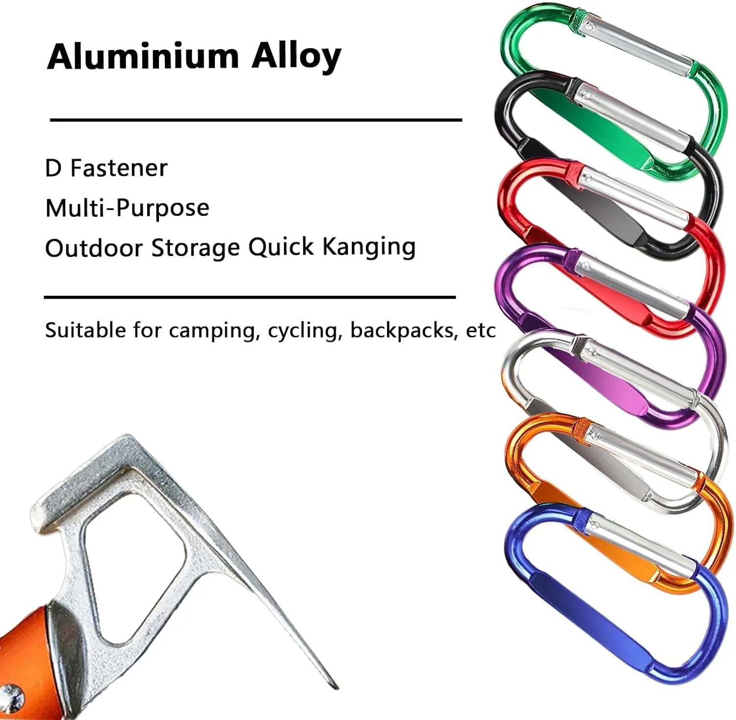 2PCS Carabiner Clip, 3" Large Aluminum Clips D Ring Shape Carabiner, Contain 2 Key Chain and 2 Key Ring Keychain Hook