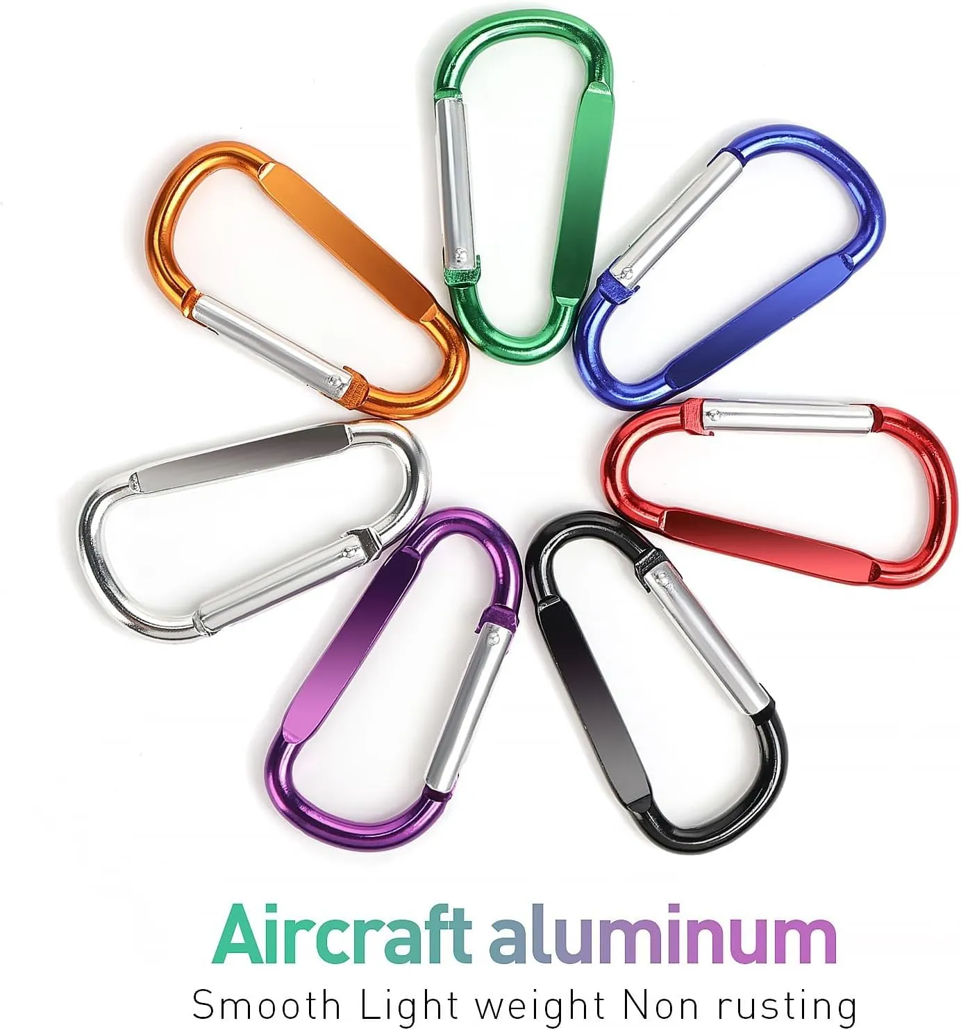 2PCS Carabiner Clip, 3" Large Aluminum Clips D Ring Shape Carabiner, Contain 2 Key Chain and 2 Key Ring Keychain Hook