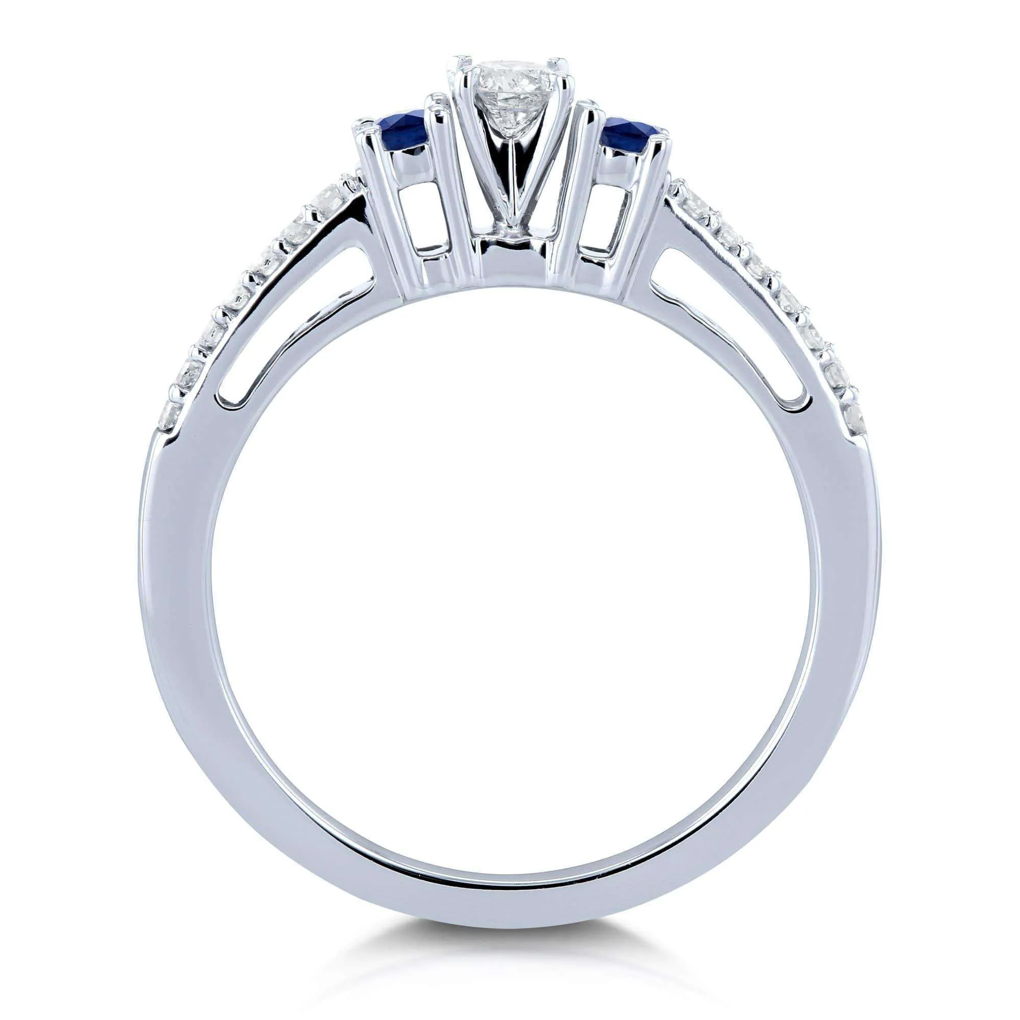 3-Stone Diamond & Sapphire Ring - 1/4ct.tw