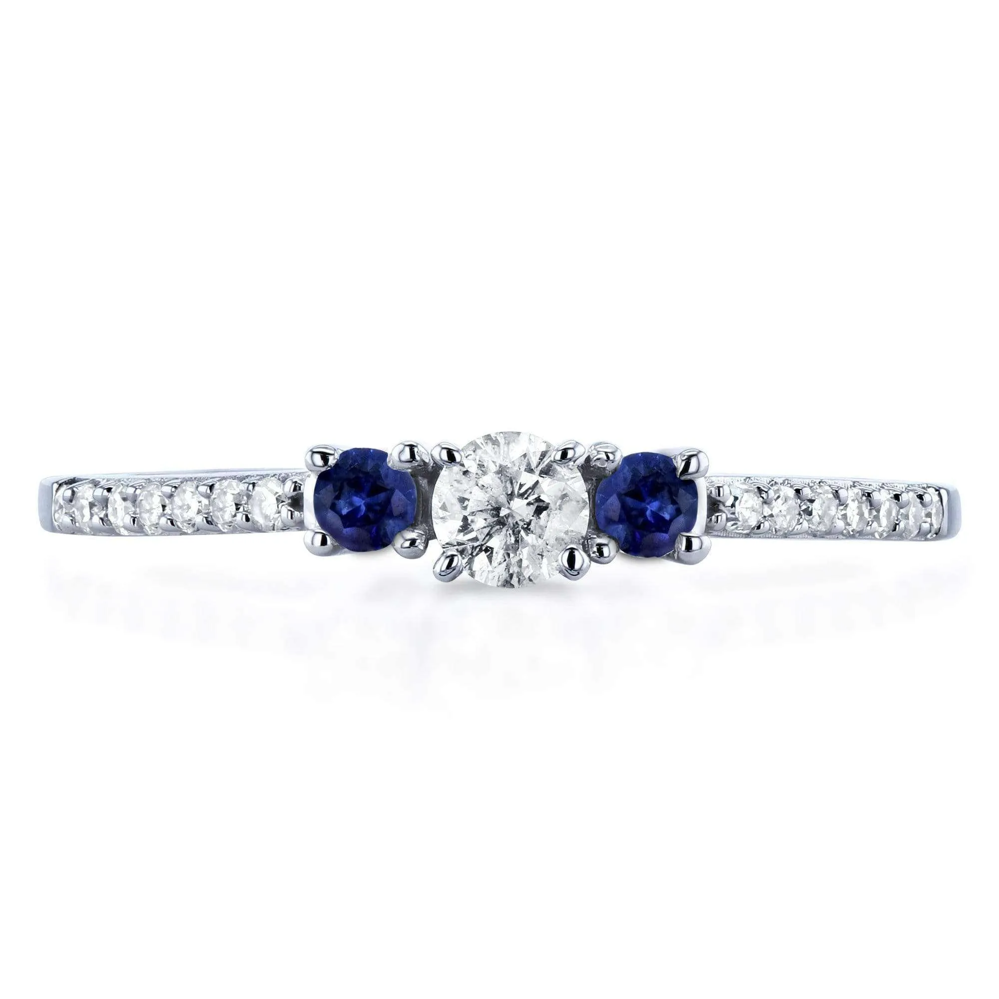 3-Stone Diamond & Sapphire Ring - 1/4ct.tw