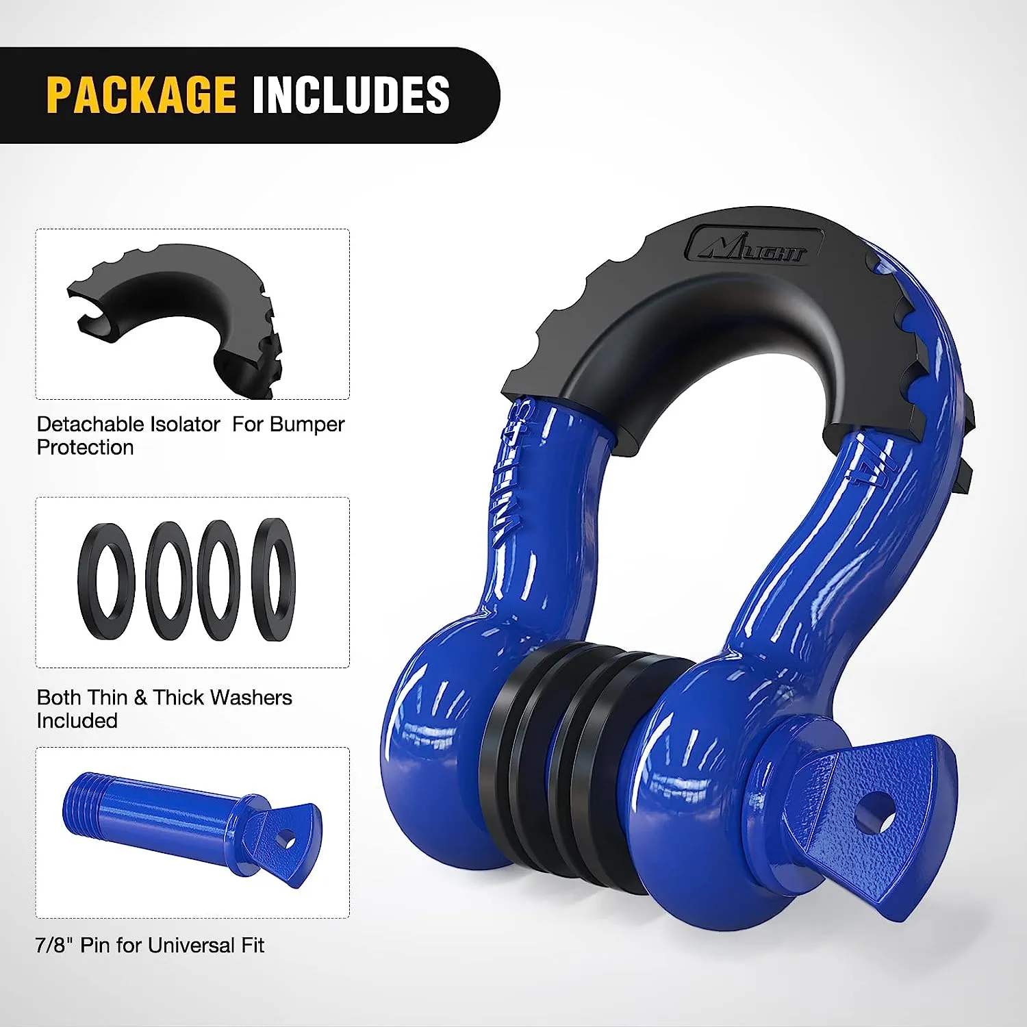 3/4 inch D-Ring Shackle Blue (Pair)