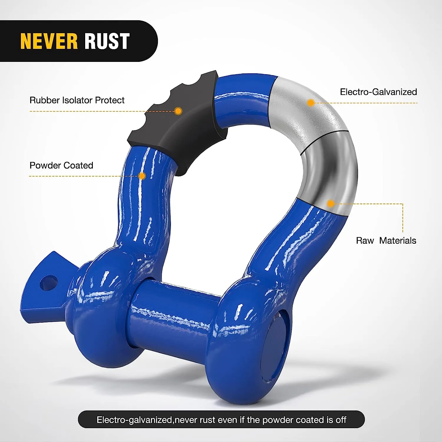 3/4 inch D-Ring Shackle Blue (Pair)