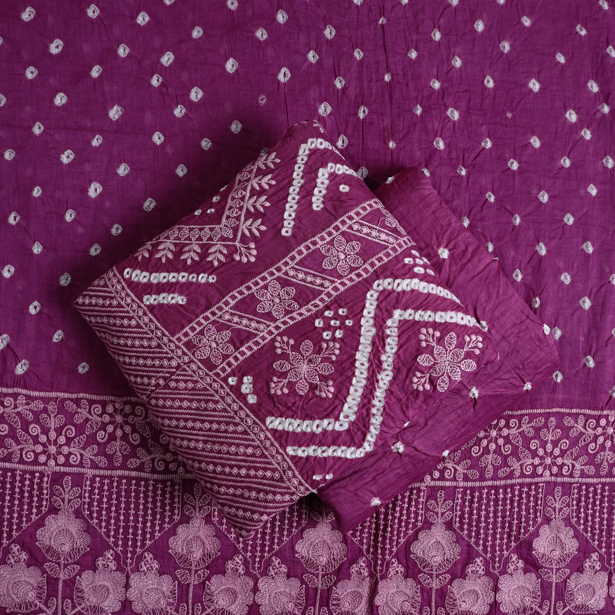3pc Kutch Tie-Dye Satin Cotton Bandhni Dress Material 29