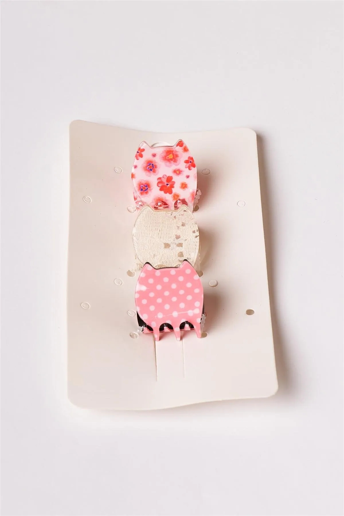 3pcs Pink Printed Mini Butterfly Hair Clips