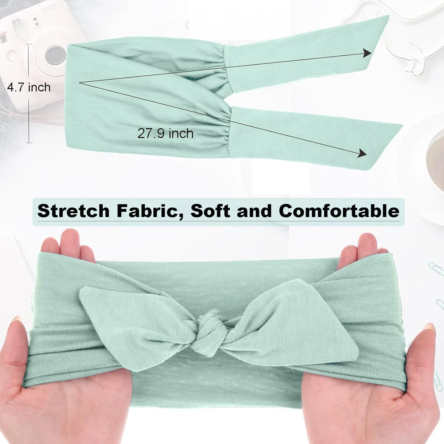 4 Pieces Adjustable Knotted Headbands for Women - Wide Boho Extra Large Turban Hairband Hair Twisted Knot Accessories for Workout Yoga Running