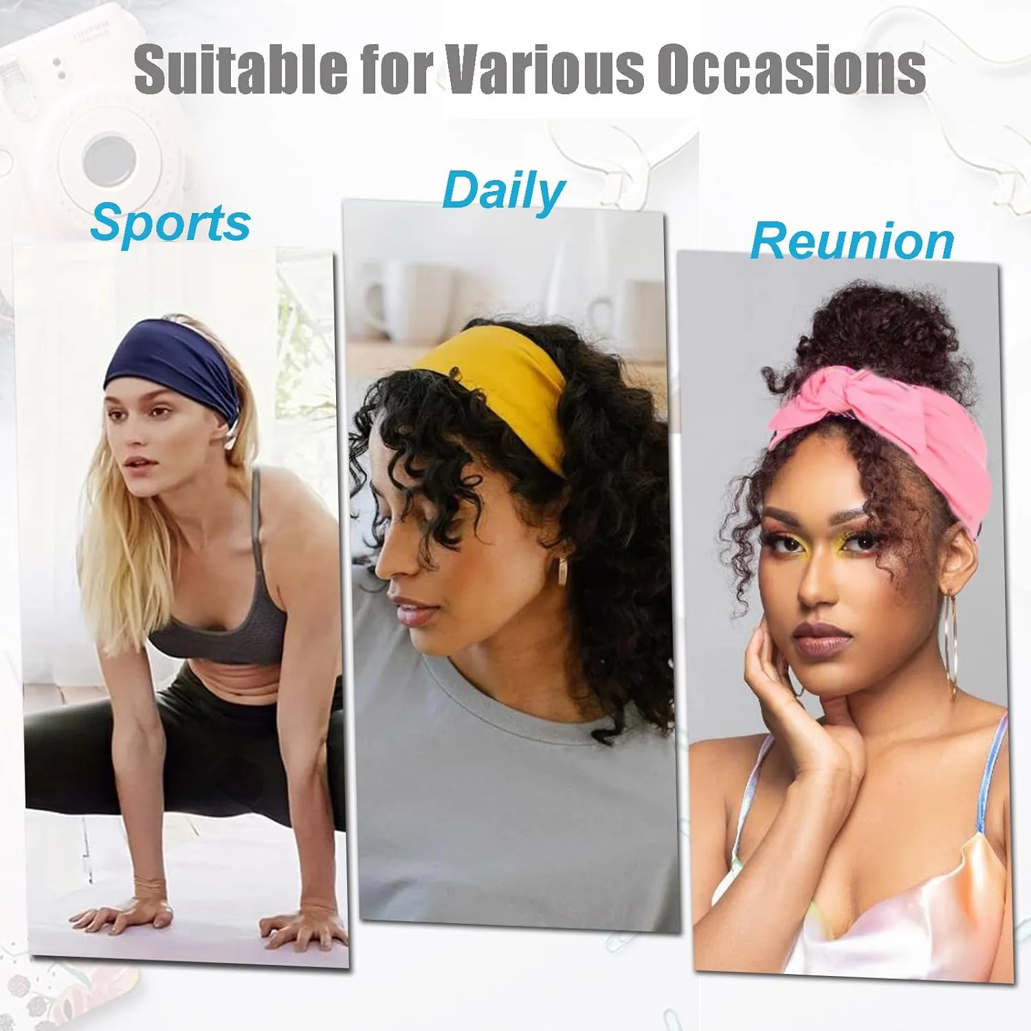 4 Pieces Adjustable Knotted Headbands for Women - Wide Boho Extra Large Turban Hairband Hair Twisted Knot Accessories for Workout Yoga Running