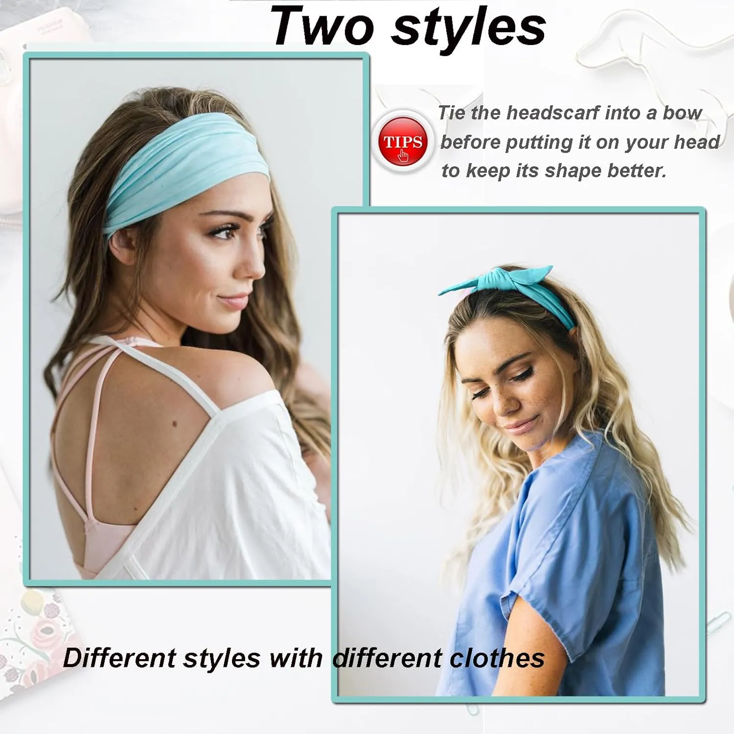 4 Pieces Adjustable Knotted Headbands for Women - Wide Boho Extra Large Turban Hairband Hair Twisted Knot Accessories for Workout Yoga Running