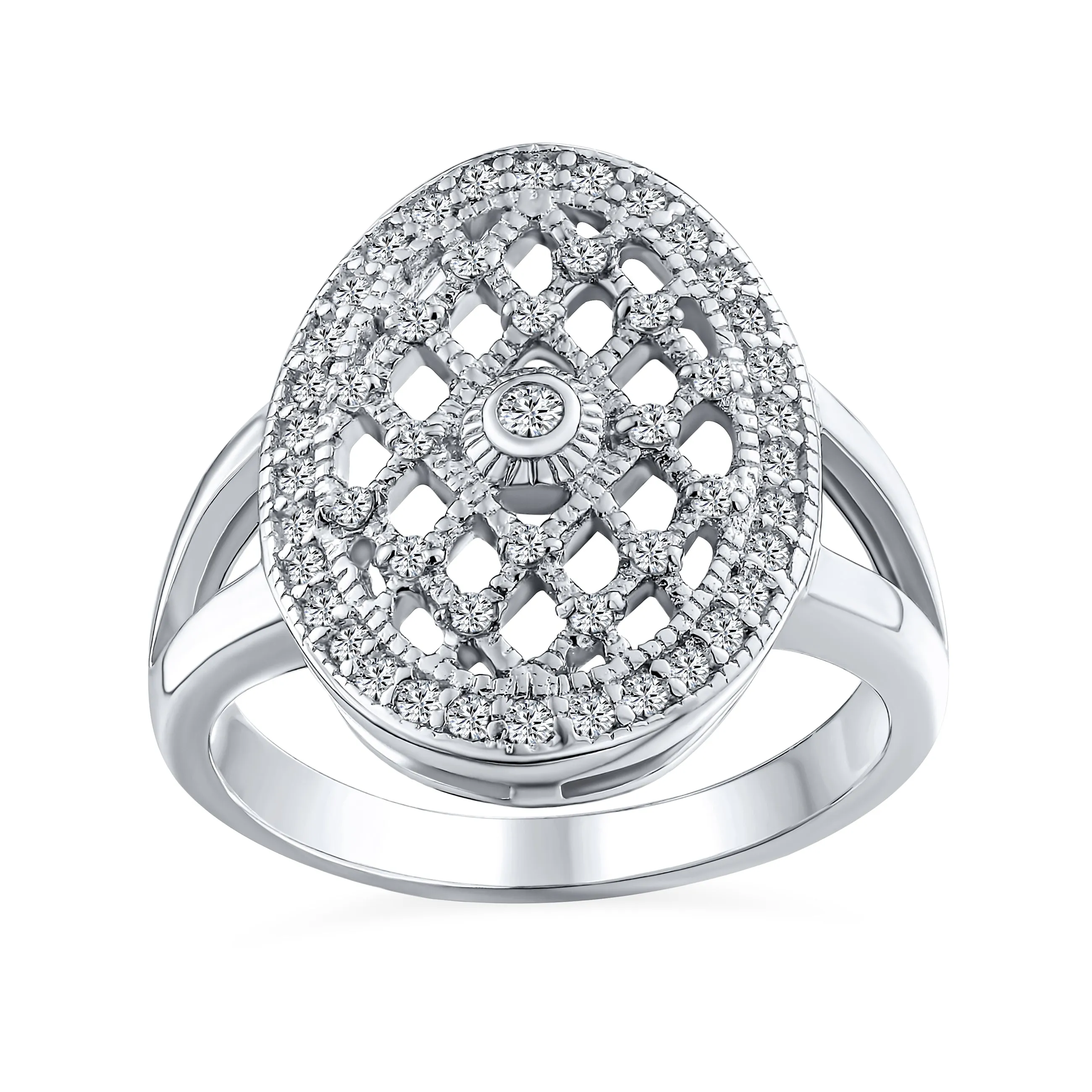 6CT Blue Oval Imitation Sapphire CZ Engagement Ring .925 Sterling Silver