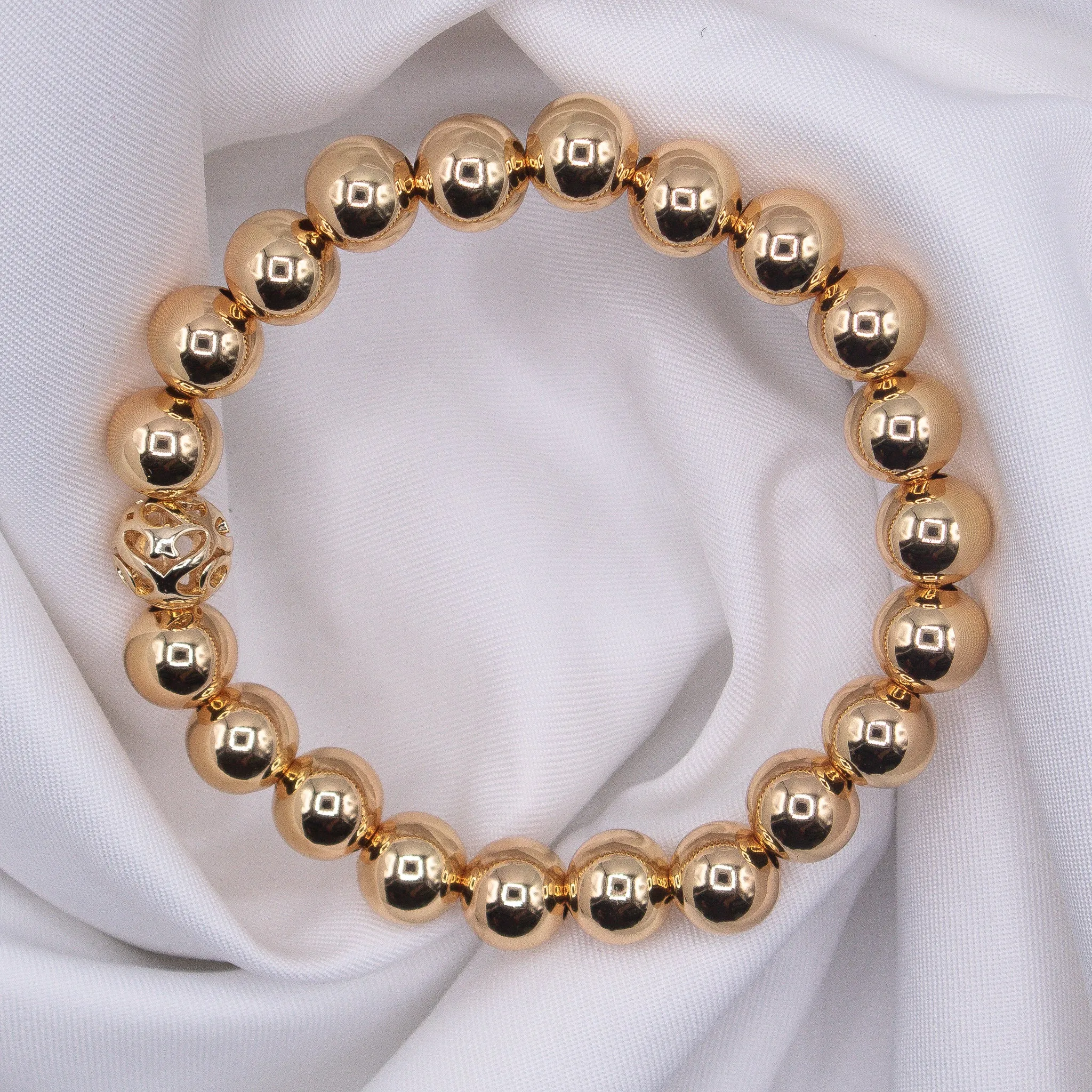 8mm 14k Yellow Gold Filled Smooth Beaded Bracelet