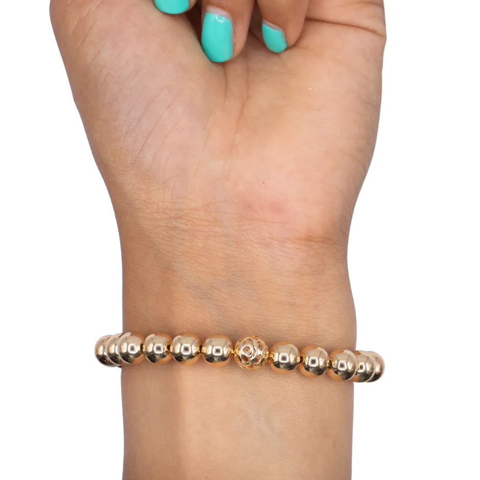 8mm 14k Yellow Gold Filled Smooth Beaded Bracelet