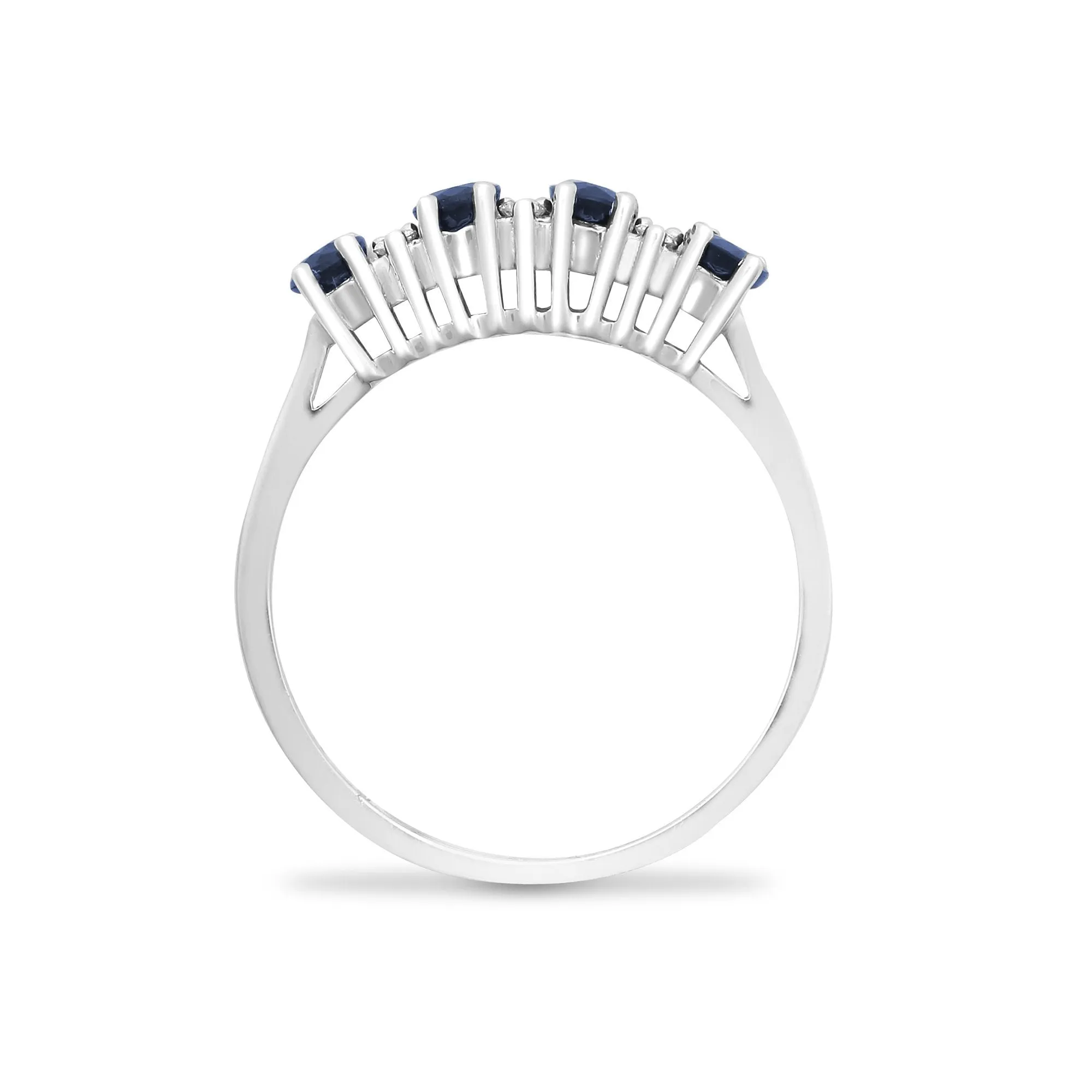 9ct White Gold Diamond And Sapphire Ring