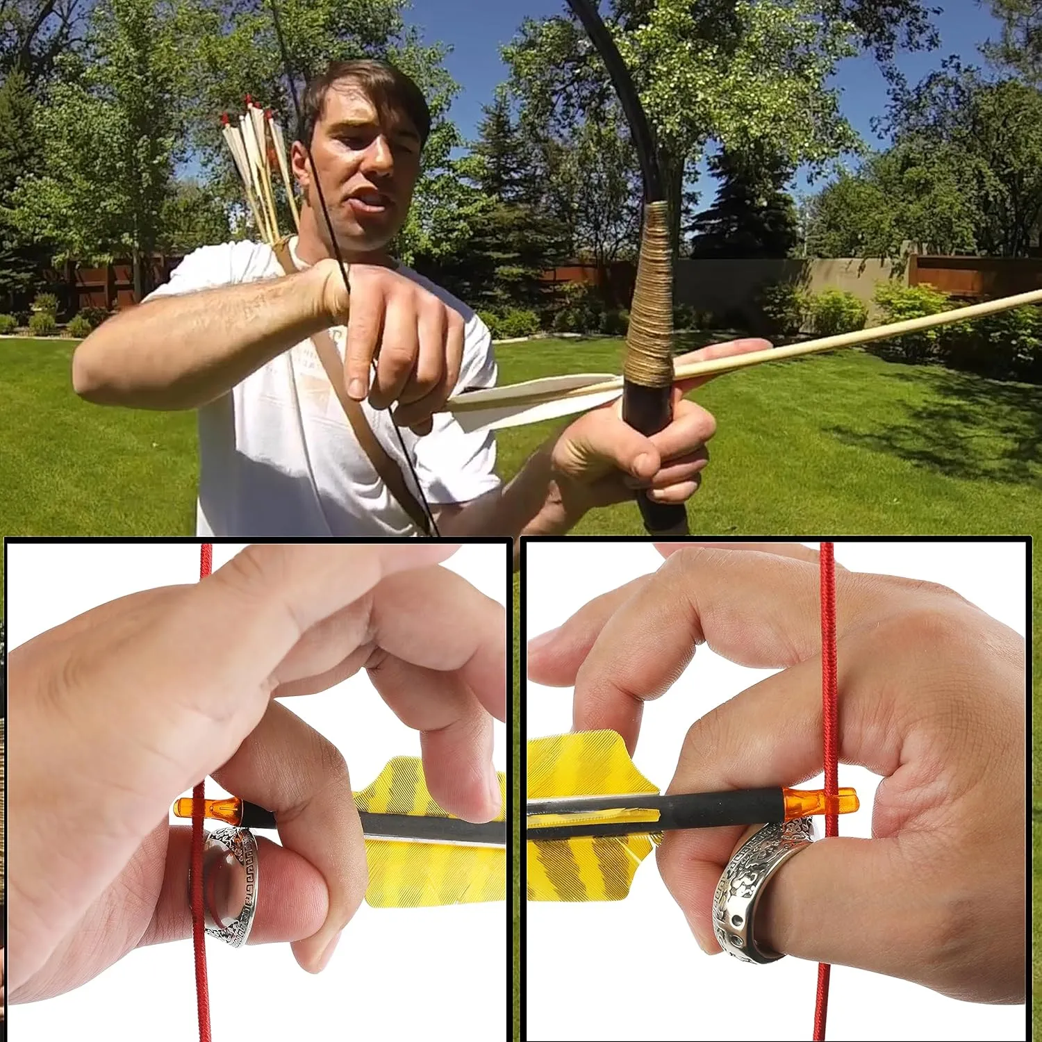 AMEYXGS Archery Thumb Ring Handmade Brass Finger Protector Thumb Protector Ring for Outdoor Archery Hunting Accessories Finger Tab