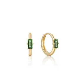 Ania Haie 14K Solid Gold Tourmaline-Adorned Huggie Hoop Earrings