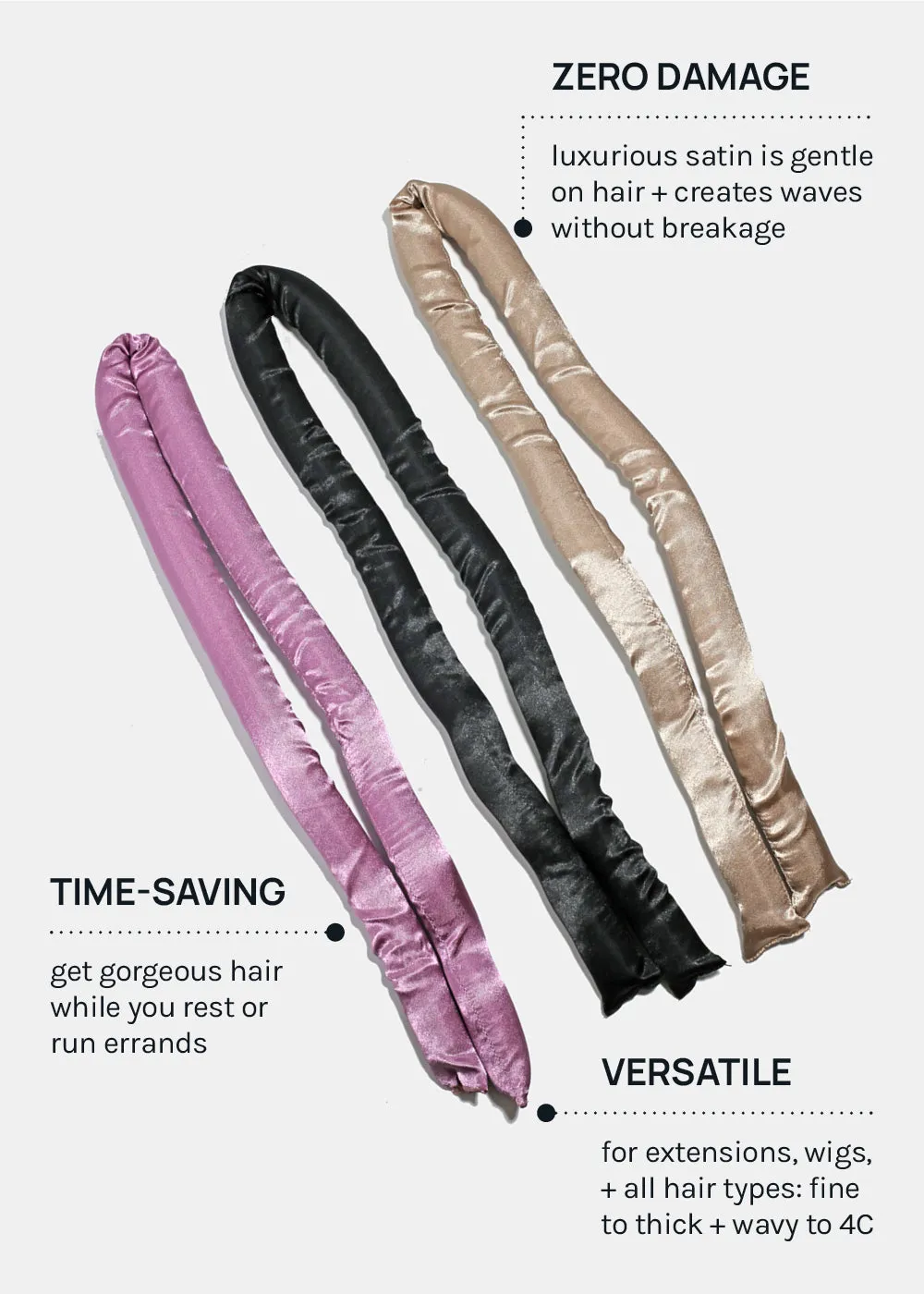 AOA Heat-free Satin Hair Curling Rod - Brown