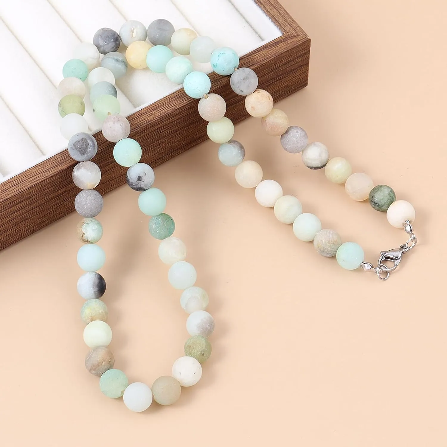 BALIBALI Mens Healing Beaded Necklace Natural Stone Beads Necklace for Men Stress Relief,Balance
