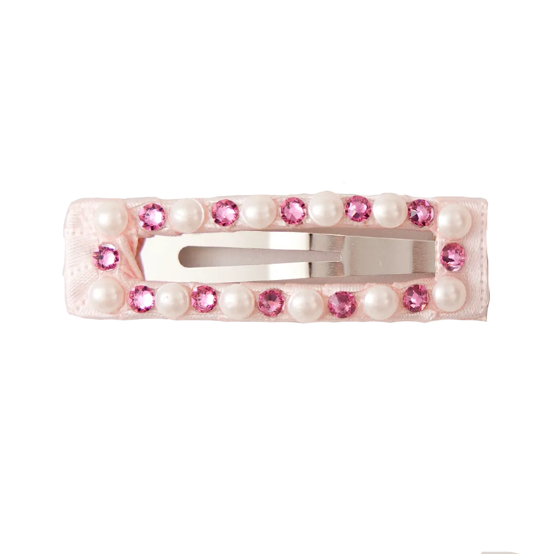 Bari Lynn Rectangle Clip - Pink & Pearl