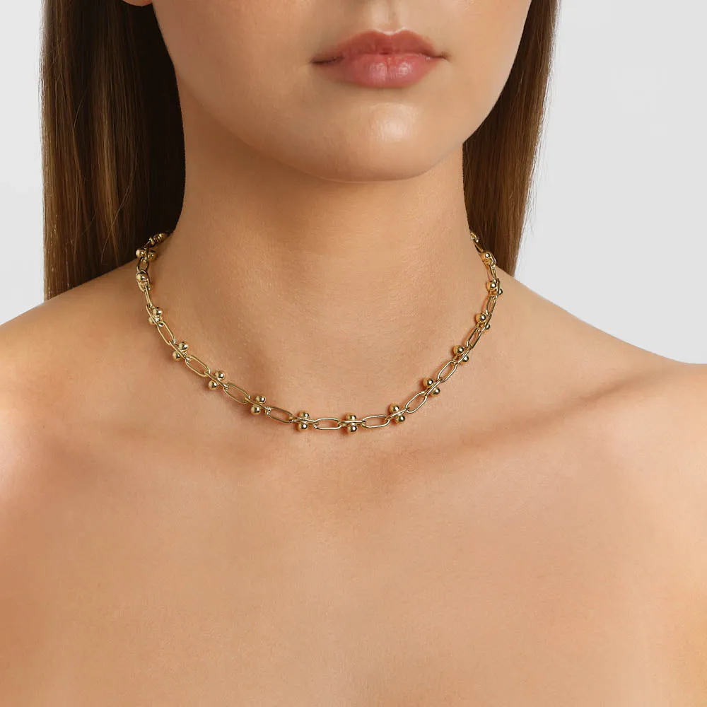 Bauble Paperclip Chain Necklace in Gold