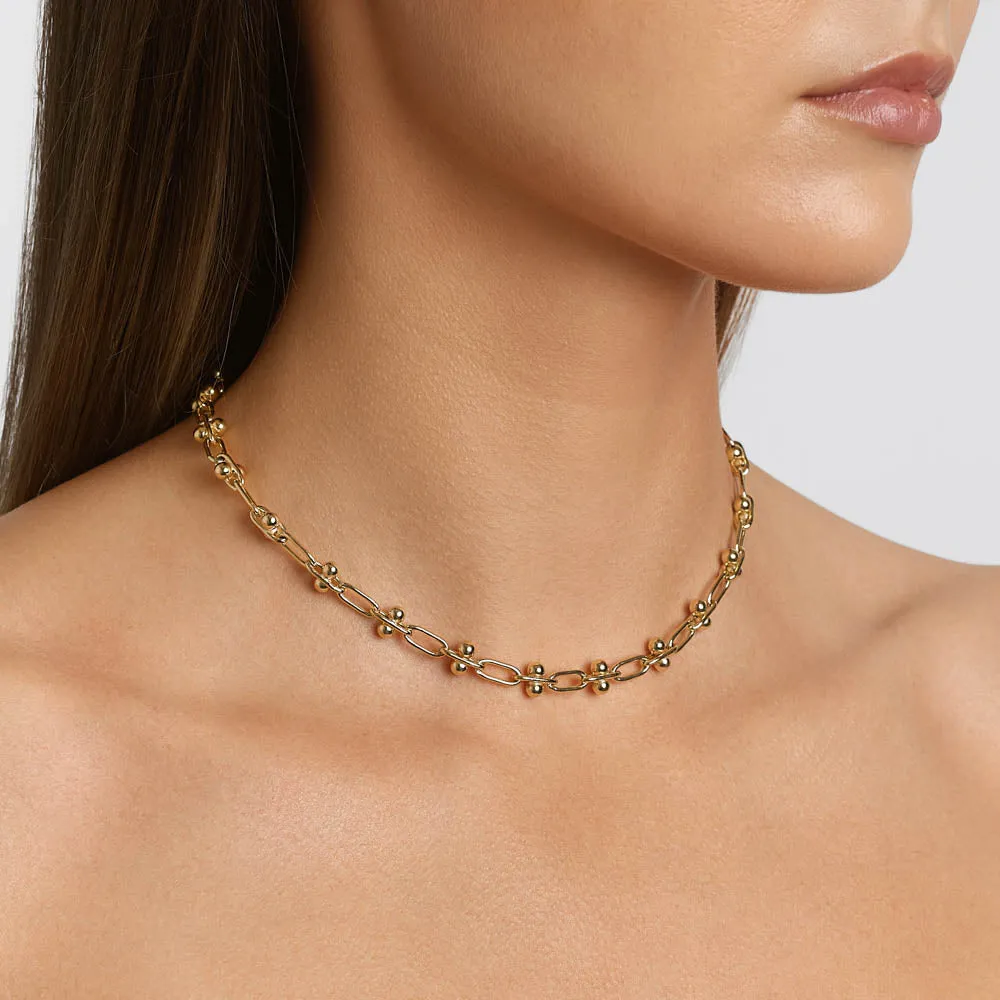 Bauble Paperclip Chain Necklace in Gold
