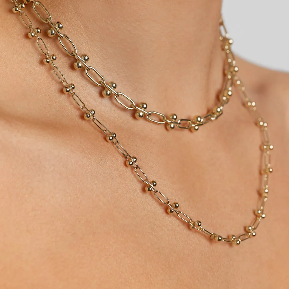 Bauble Paperclip Chain Necklace in Gold