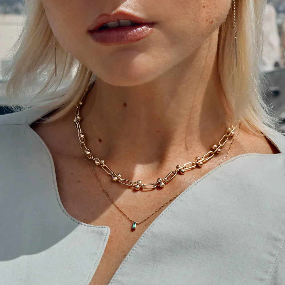 Bauble Paperclip Chain Necklace in Gold