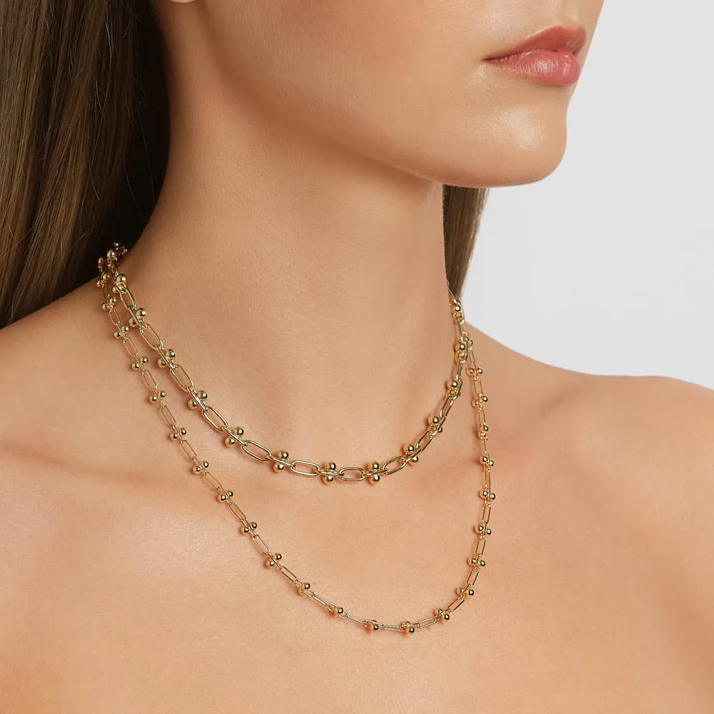 Bauble Paperclip Chain Necklace in Gold