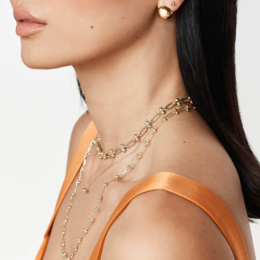 Bauble Paperclip Chain Necklace in Gold
