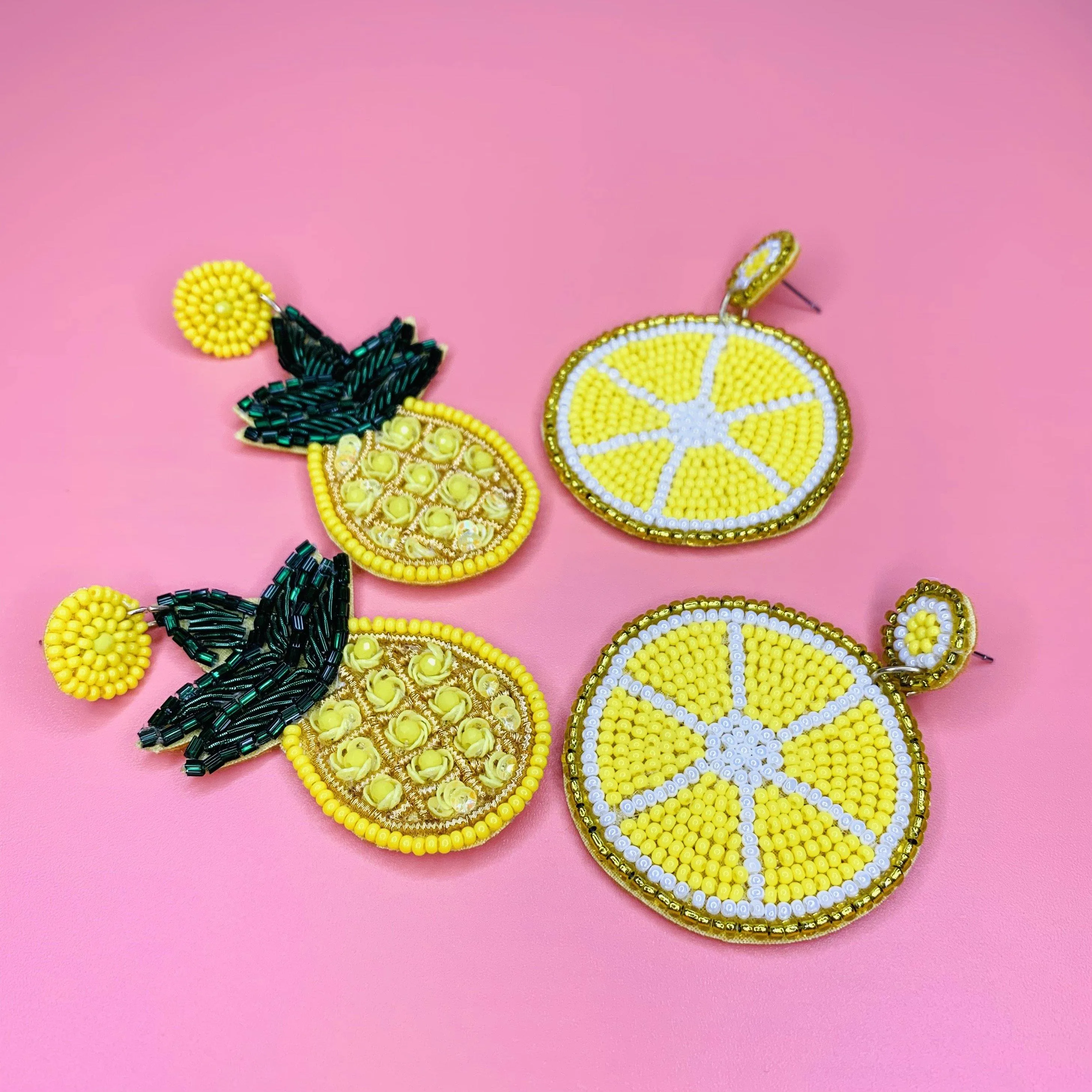 Beaded Earring, Pineapple