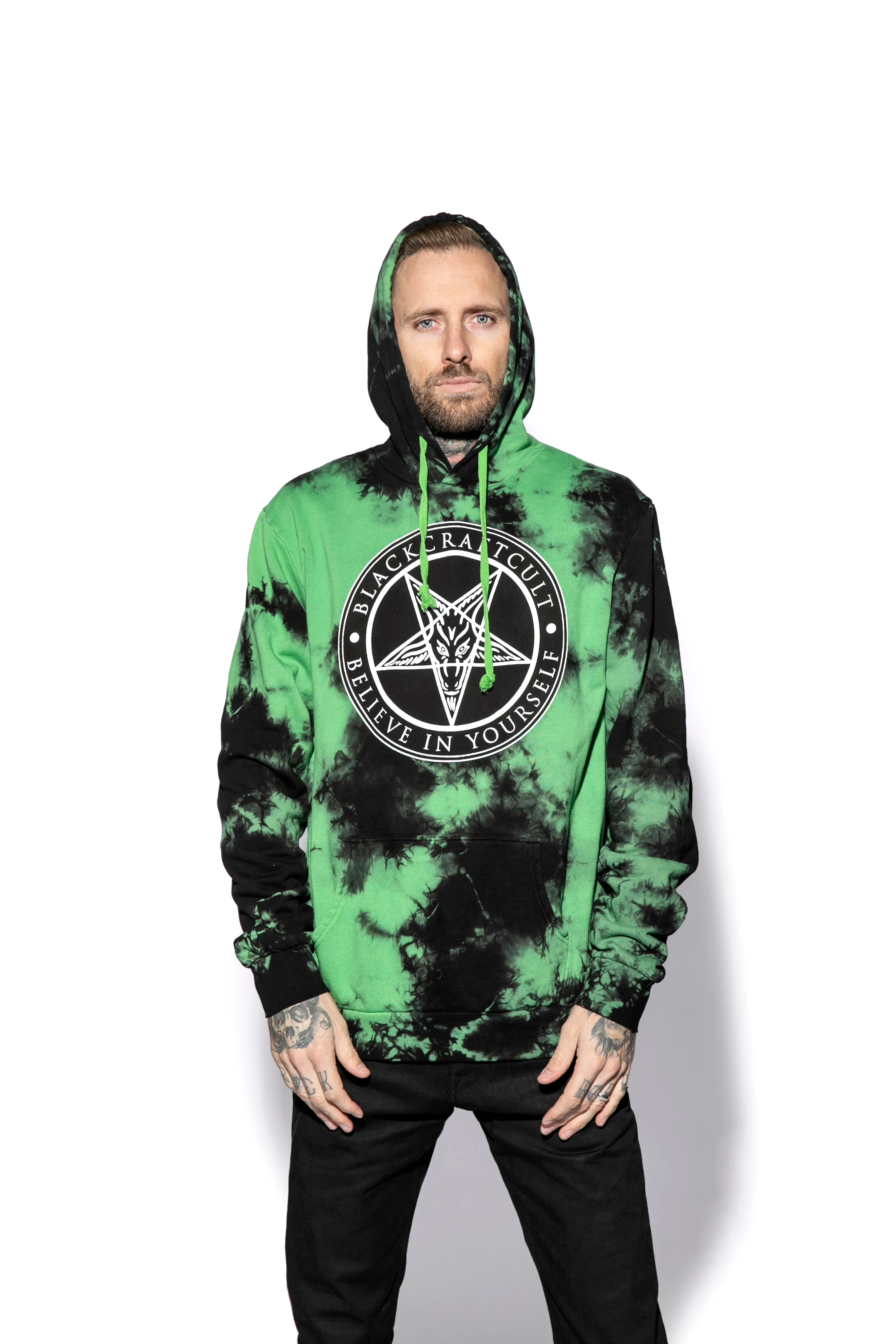 Believe In Yourself - Green Lightning Dye Hooded Pullover