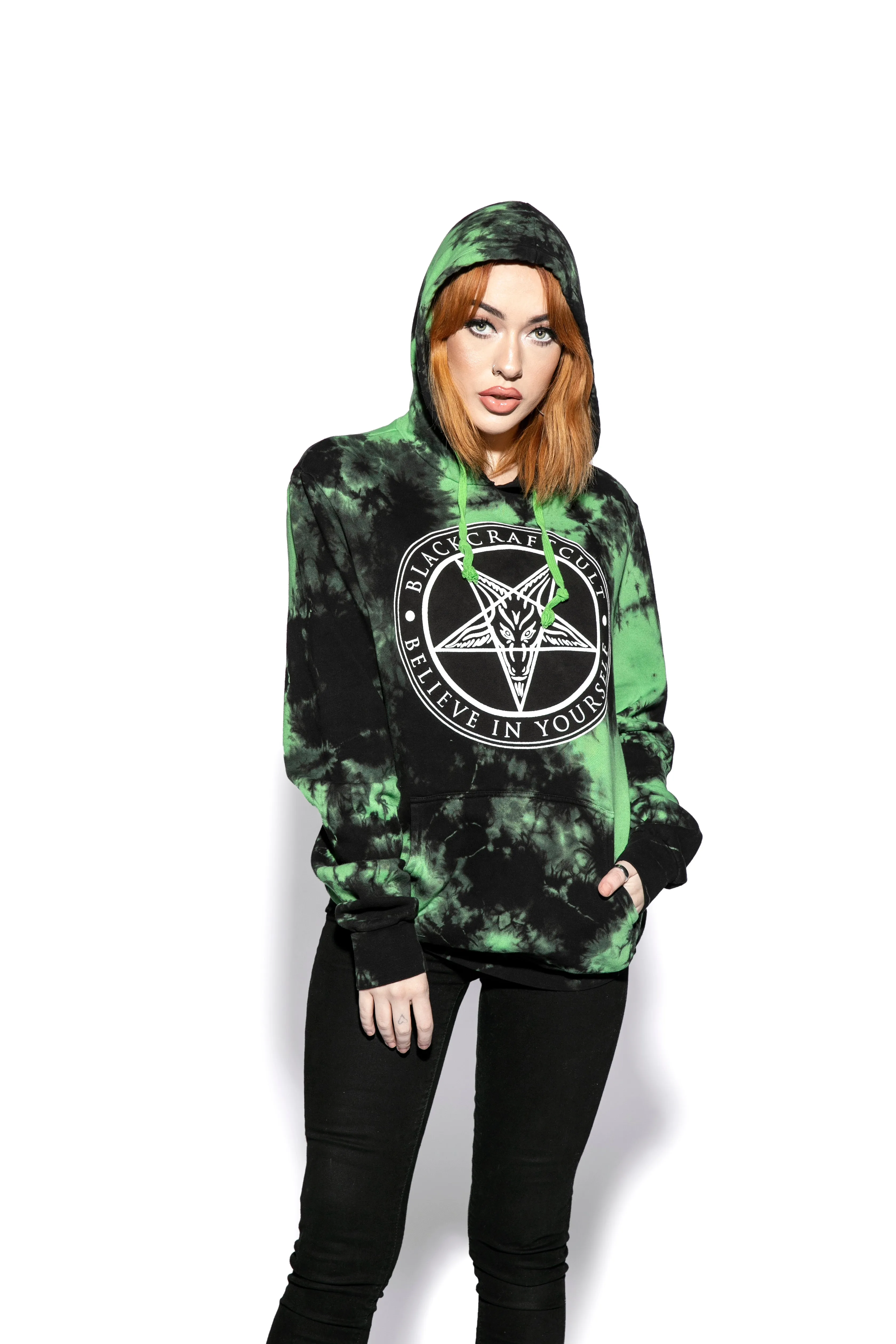 Believe In Yourself - Green Lightning Dye Hooded Pullover