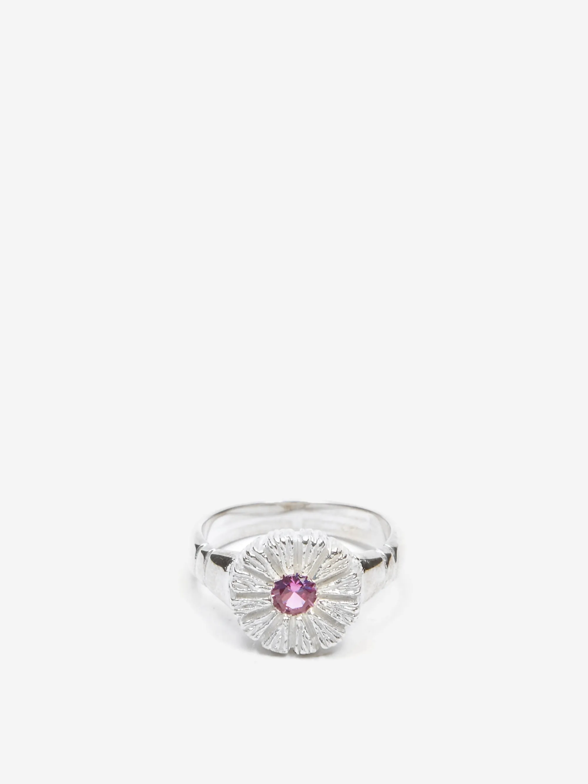 Bleue Burnham Flower Press Ring - Silver/Pink