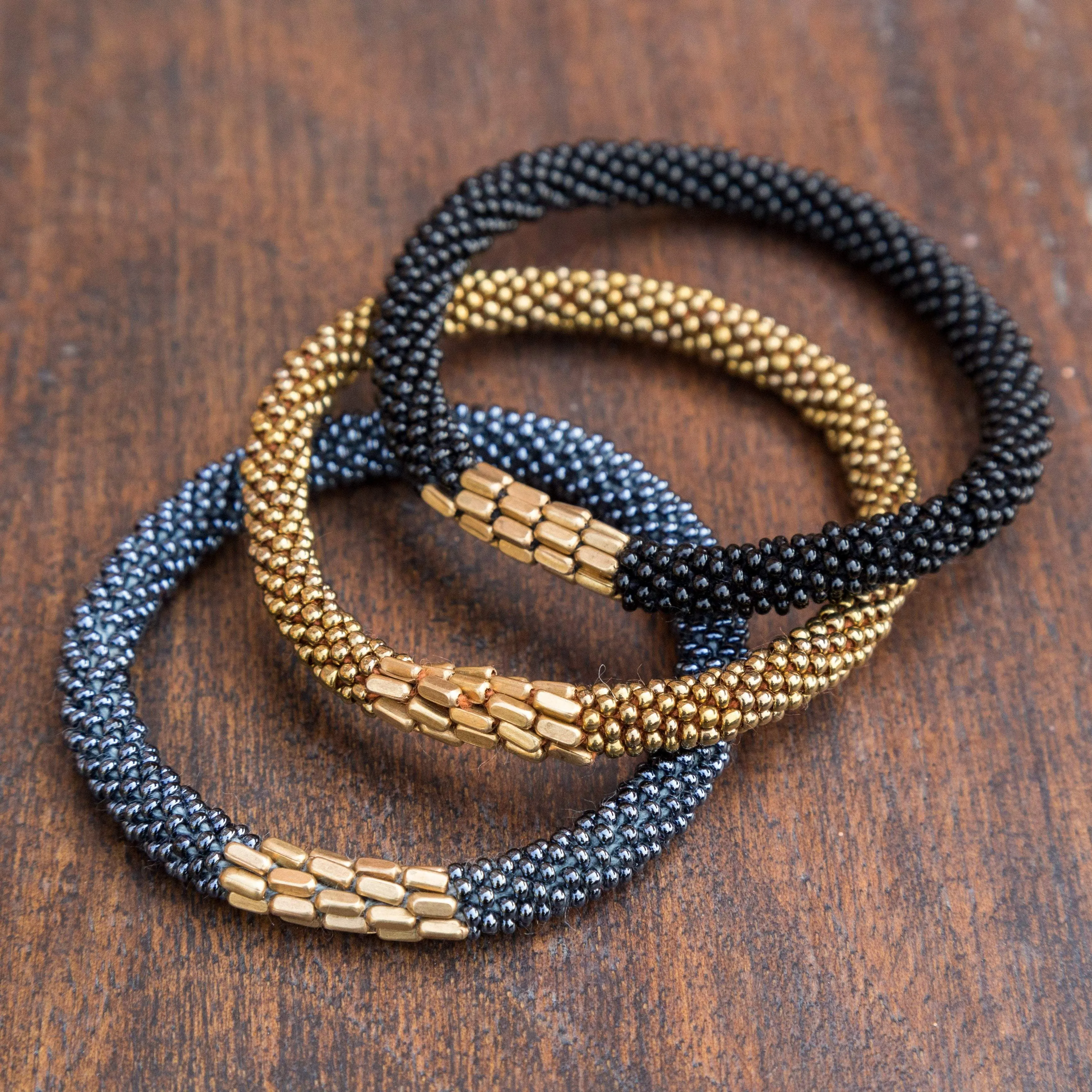Blue and Gold Roll-On Bracelet