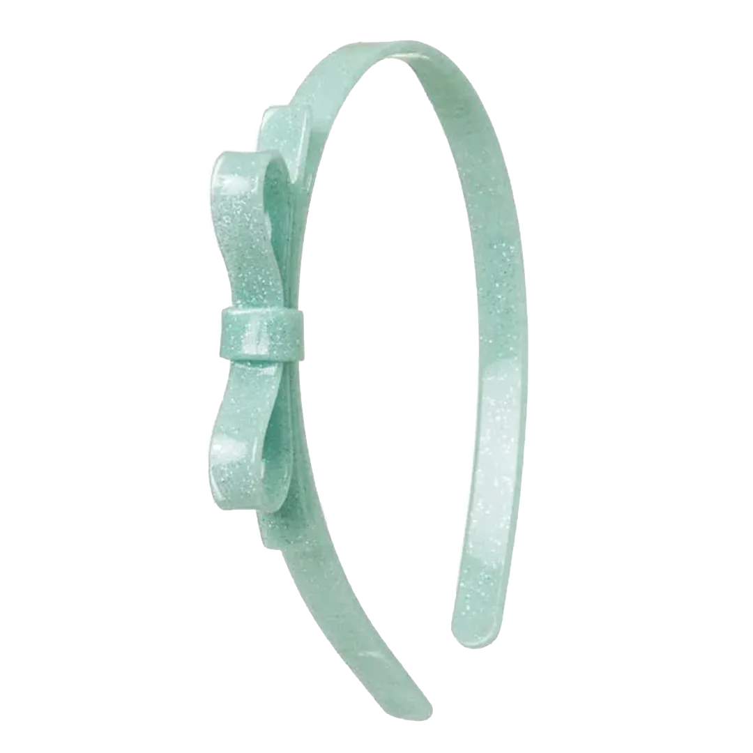 Bow Headband - Mint Glitter